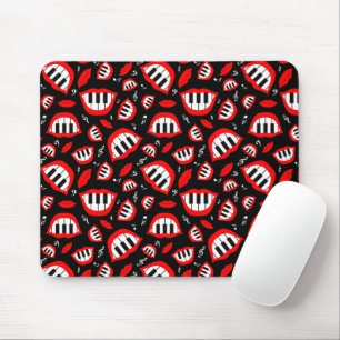 Piano smile pattern on black background mouse mat