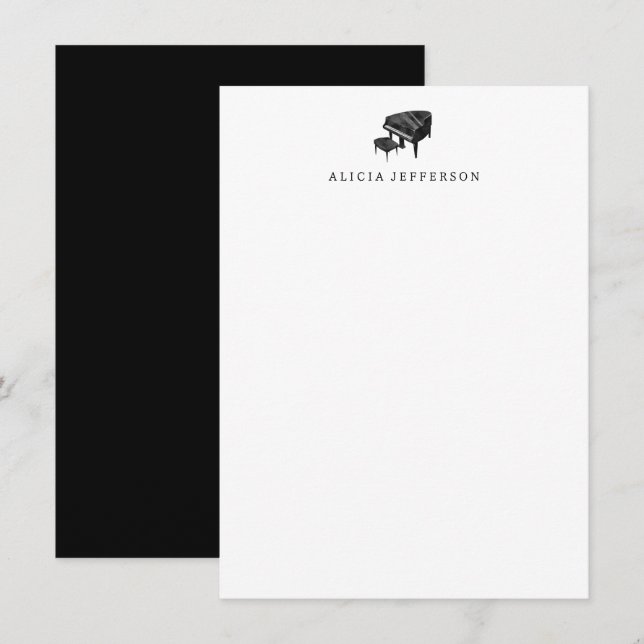 Piano Stationery - Personalised Piano Note Cards (Front/Back)