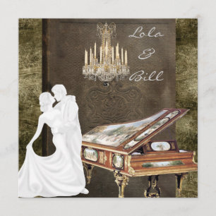 PIANO Storybook Vintage Wedding Invitation Antique
