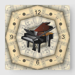 Piano ~ Strange Musical Design ~ Unique ~ Square Wall Clock