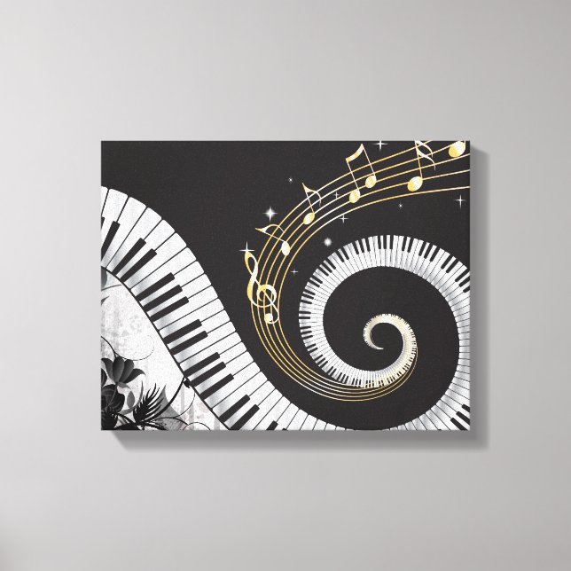 Piano Swirled Keys Surreal Music Fantasy Canvas Print (Front)