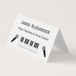 Piano Teacher and Vocal Coach Minimalist Folded Business Card