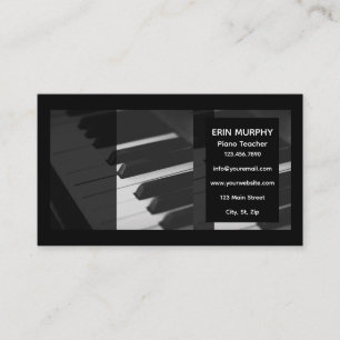 Piano Teacher Black and White piano keys Business Card