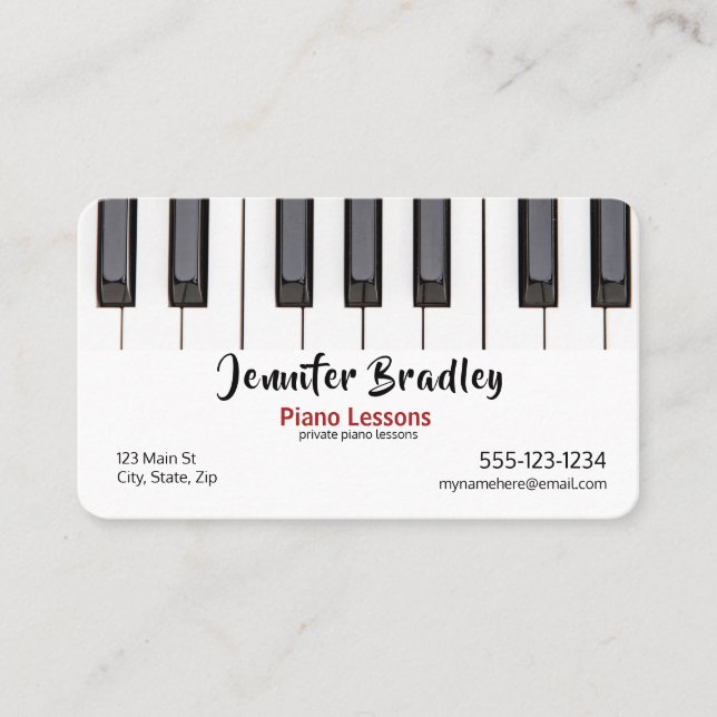 Piano Teacher Business Cards (Front)