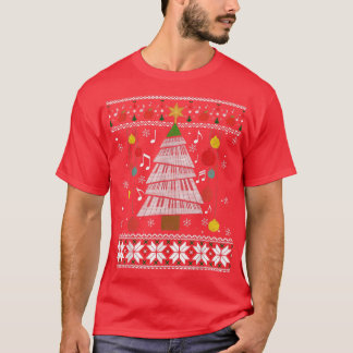 Piano Teacher Christmas Tree Ugly Xmas Sweater T-S
