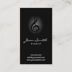 Piano Teacher Elegant Black Pianist Business Card