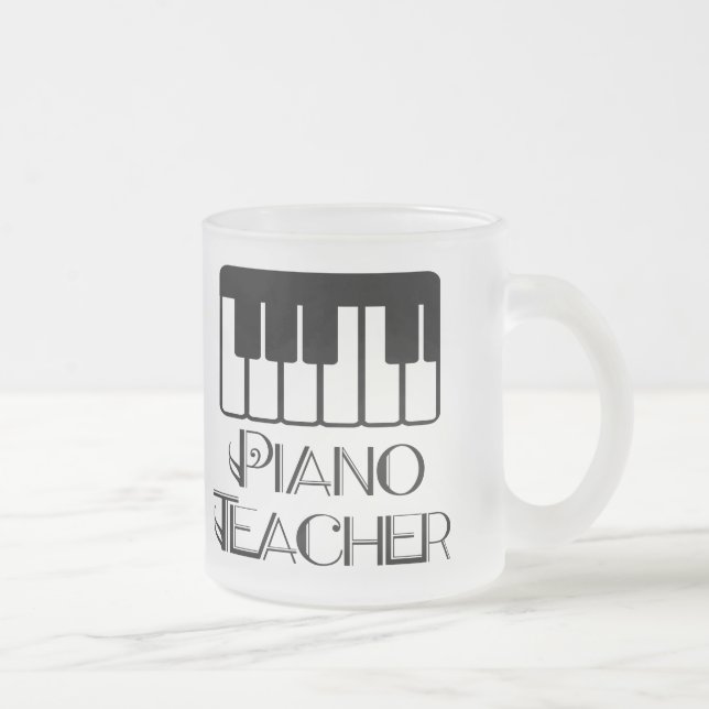 Piano Teacher Keyboard Music Frosted Glass Coffee Mug (Right)