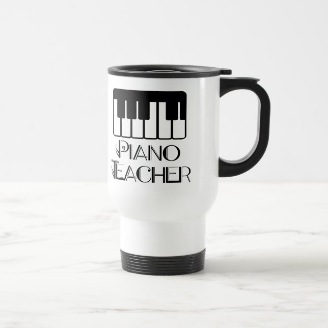 Piano Teacher Keyboard Music Travel Mug (Right)