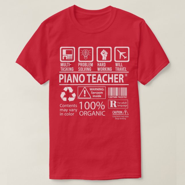 Piano Teacher Multitasking Job Gift Item  T-Shirt (Design Front)