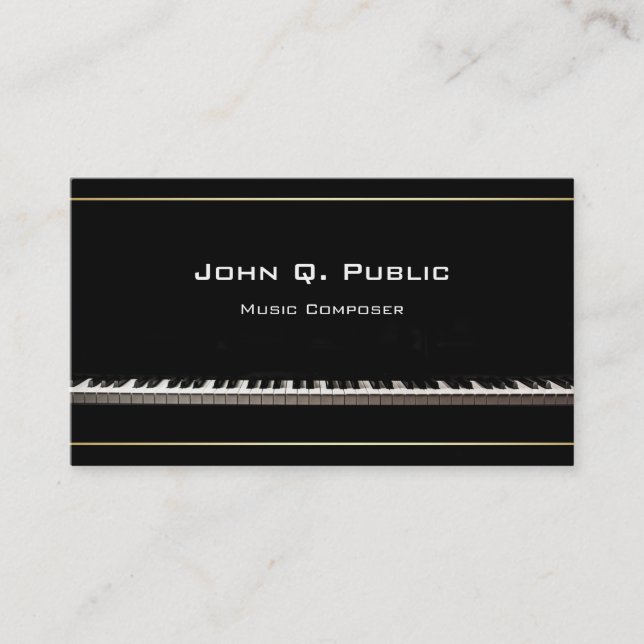 Piano Teacher Music Composer Professional Elegant Business Card (Front)