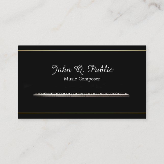 Piano Teacher Music Composer Professional Elegant Business Card (Front)