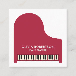 Piano Teacher, Music Studio, Piano Tutor, Pianist Square Business Card