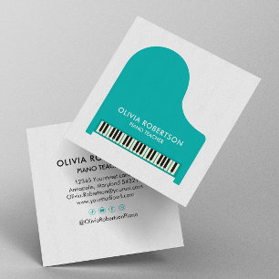 Piano Teacher, Music Studio, Piano Tutor, Pianist Square Business Card