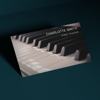 Piano Teacher Navy Blue Modern Business Card
