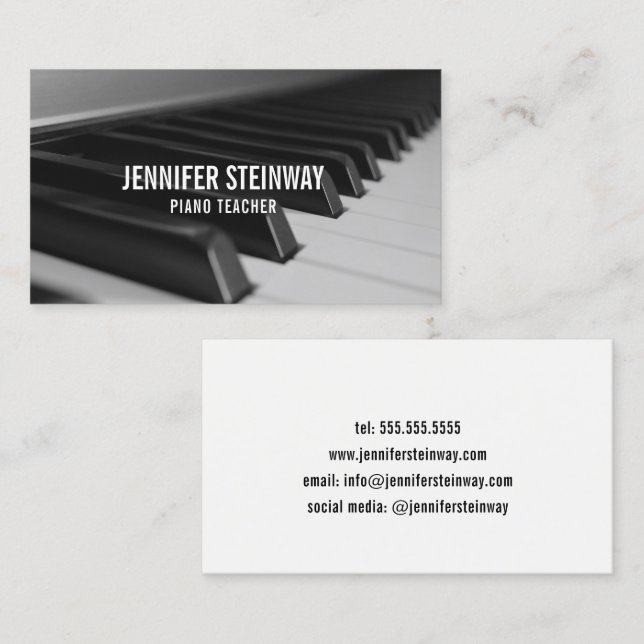 Piano Teacher Pianist Business Card (Front/Back)