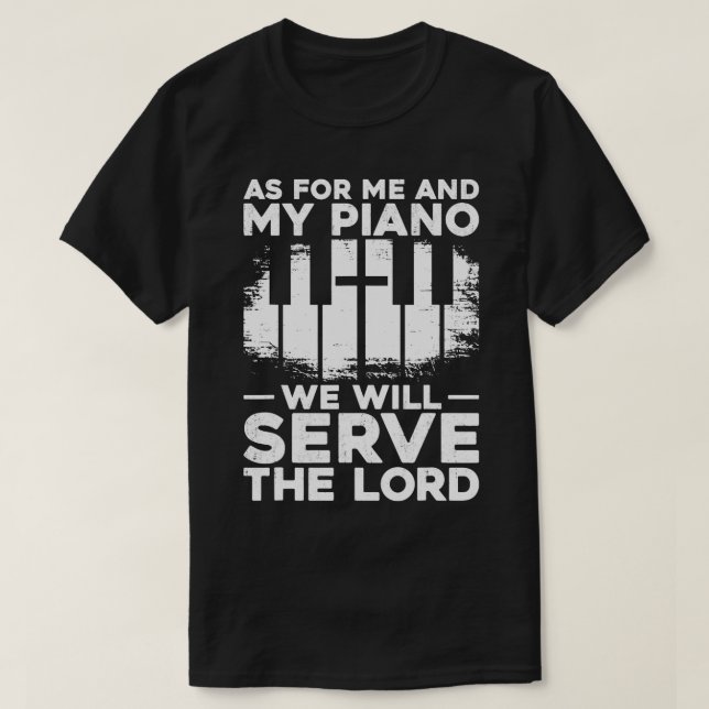 Piano Teacher Pianist Faith Christian Cross Keyboa T-Shirt (Design Front)