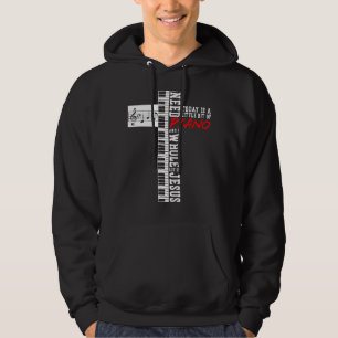 Piano Teacher Pianist Keyboard Cross Jesus Christi Hoodie