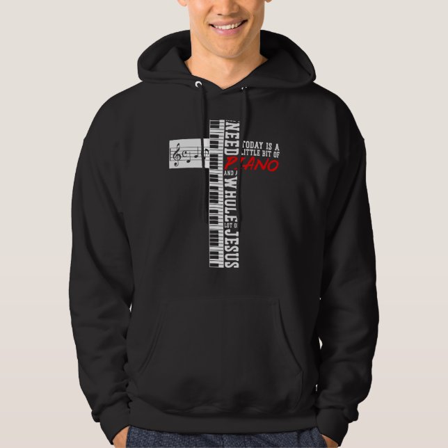 Piano Teacher Pianist Keyboard Cross Jesus Christi Hoodie (Front)