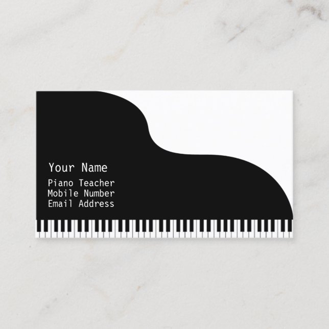 Piano Teacher Pianist Music Lessons Business Card (Front)