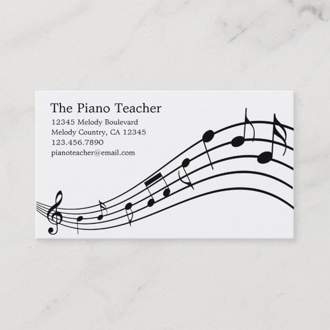 Piano Teacher Pianist Musician's Business Card (Front)