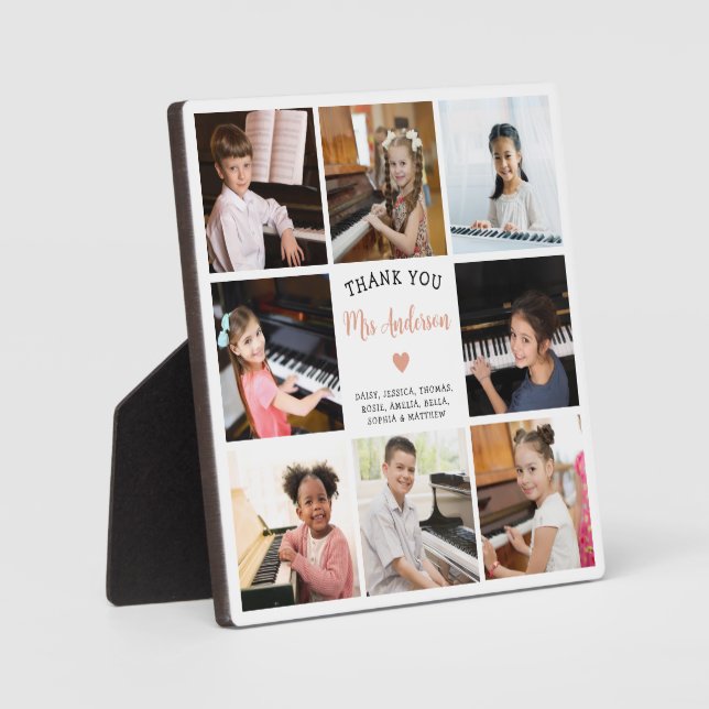 Piano Teacher Thank You Gift Photo Collage  Plaque (Front)