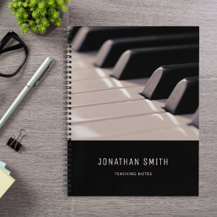 Piano Teaching Notes Black and White Classy Notebook