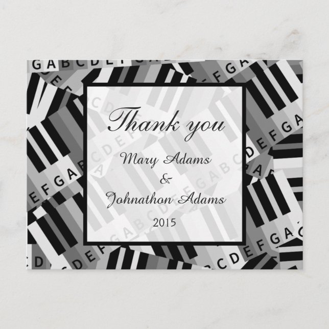 Piano Thank you Wedding Postcard (Front)