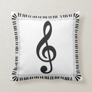 Piano Treble Bass Clef Throw Pillow 16" x 16"