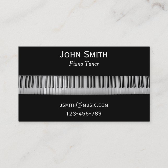Piano Tuner freelance music professional Business Card (Front)