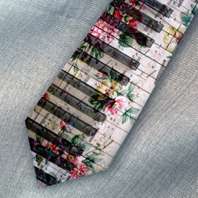 piano vintage floral music neck tie (Creator Uploaded)