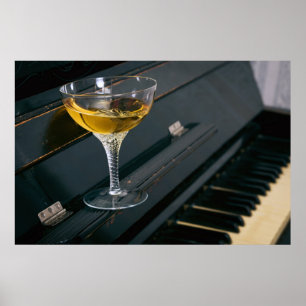 Piano with drink poster