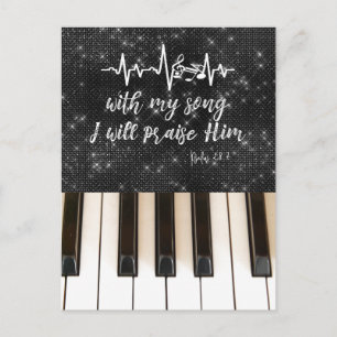 Piano with Praise Him Bible Verse Postcard