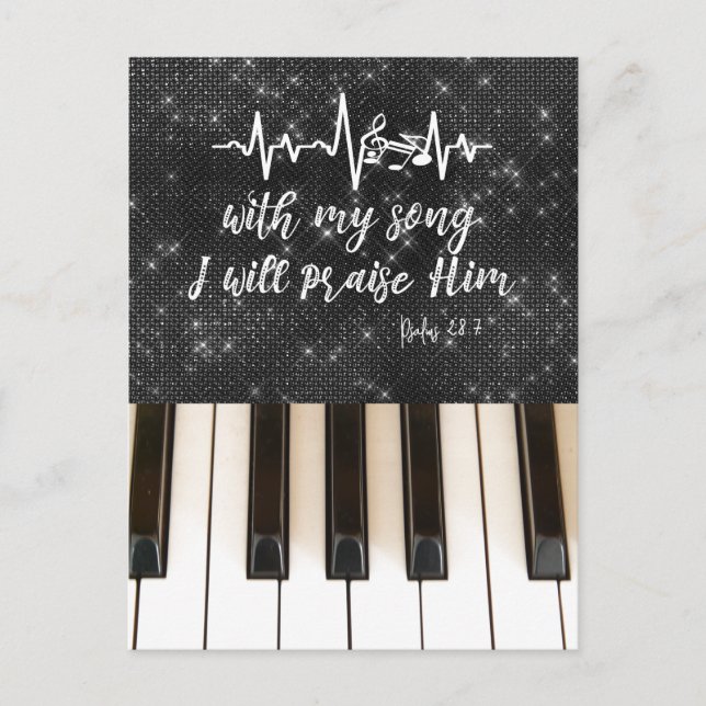 Piano with Praise Him Bible Verse Postcard (Front)