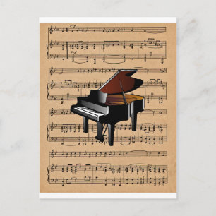 Piano ~ With Sheet Music Background Postcard