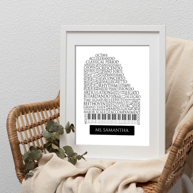 Piano Word Cloud Gift for Piano Teacher Poster (Creator Uploaded)