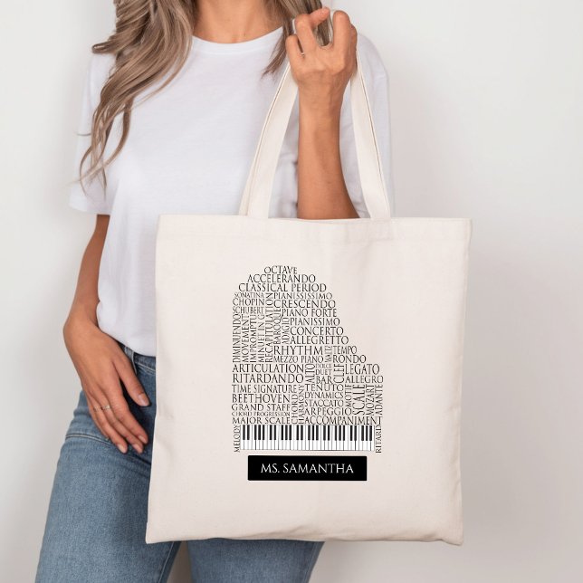 Piano Word Cloud Gift for Piano Teacher Tote Bag (Creator Uploaded)