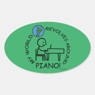 Piano - World Revolves Around Oval Sticker