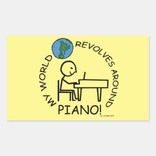 Piano - World Revolves Around Rectangular Sticker