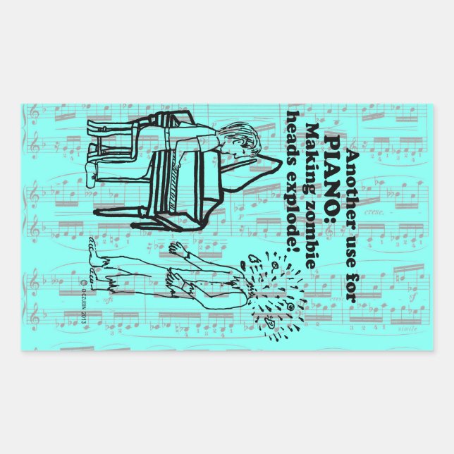 Piano Zombie Explode Rectangular Sticker (Front)