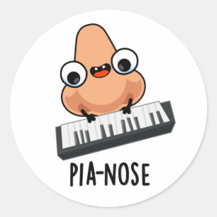 Pianose Funny Piano Nose Pun  Classic Round Sticker