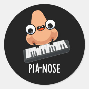 Pianose Funny Piano Nose Pun Dark BG Classic Round Sticker