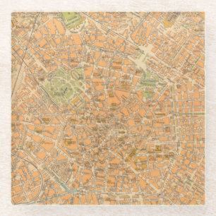 Pianta di Milano - Map of Milan, Italy Glass Coaster