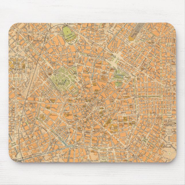 Pianta di Milano - Map of Milan, Italy Mouse Mat (Front)