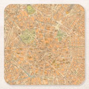 Pianta di Milano - Map of Milan, Italy Square Paper Coaster