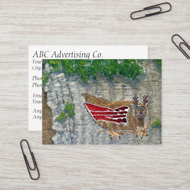 Piasa Bird Illinois Native American Legend Business Card (Front/Back In Situ)