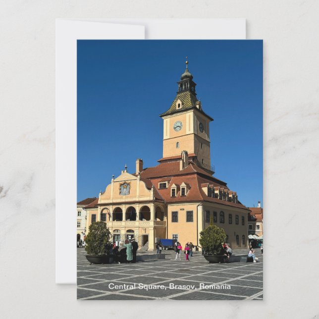 Piata Sfatului, Brasov, Romania, on a Holiday Card (Front)