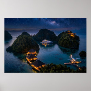 Piaynemo Night Starry Sky Raja Ampat Galaxy Art Poster