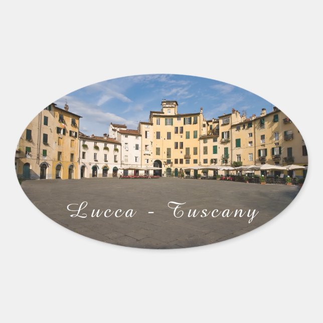 Piazza Anfiteatro square in Lucca - Tuscany, Italy Oval Sticker (Front)