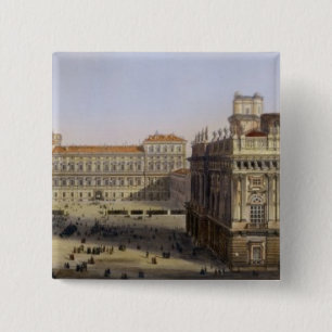Piazza Castello, Turin, engraved by F. Citterio (c 15 Cm Square Badge