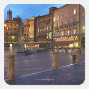 Piazza Del Campo at dusk,Siena. Square Sticker